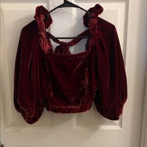 Free People Velvet Burgundy Blouse